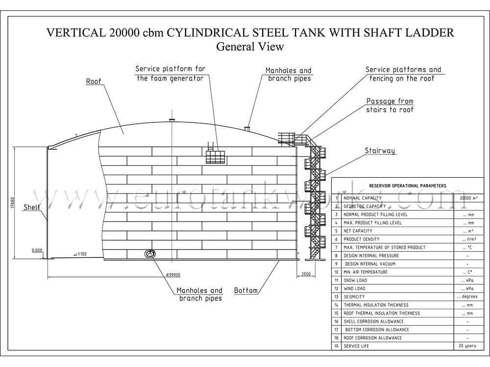 Oberirdischer vertikaler Tank VST-20000 - mit Schachtleiter